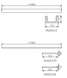 Profile for linear LED modules Kanlux PROFILO B - technical drawing