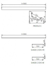 Profile for linear LED modules Kanlux PROFILO C - technical drawing