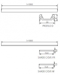 Profile for linear LED modules Kanlux PROFILO D - technical drawing