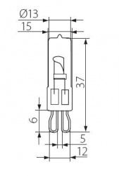 Halogen lamp Kanlux G9-20W STAR - technical drawing