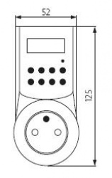 Digital plug-in time switch Kanlux CYBER TM-6 - technical drawing