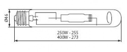 Metal-halide lamp Kanlux MHE-250W/4200K - technical drawing