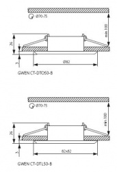Ceiling lighting point fitting Kanlux GWEN CT-DTO50-B - technical drawing