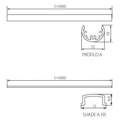 Profile suspension mounts for linear LED modules Kanlux HANDLE A - technical drawing