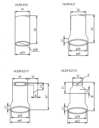 Ceramic socket Kanlux HLDR-E14 - technical drawing