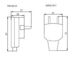 Mains plug Kanlux PIN W/US - technical drawing