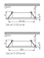 Ceiling lighting point fitting Kanlux DALLA CT-DTO50-W - technical drawing