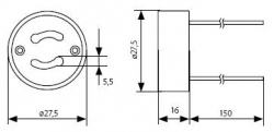 Ceramic socket Kanlux HLDR-GZ10 - technical drawing