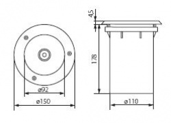 In-ground lighting fixture Kanlux XARD DL-40 - technical drawing