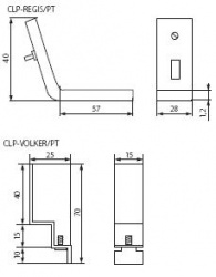 Mounting bracket, to be used for assembling REGIS 418 fittings in gypsum board suspended ceiling, 4 pcs in set Kanlux CLP-REGIS/PT - technical drawing