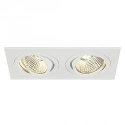 SLV NEW TRIA II LED DL SQUARE SET, matt white, 2x6W, 38°, 3000K, incl. driver and springs