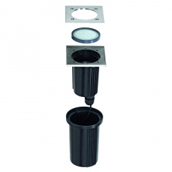SLV DASAR EXACT GU10 recessed ground lamp, square, stainless steel 316, max. 35W, IP67
